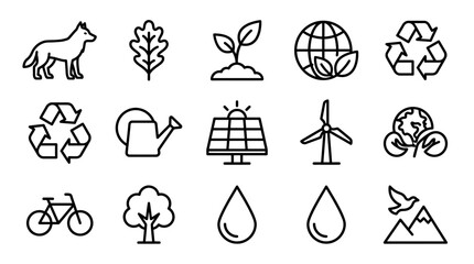 Eco Icons: Nature, Recycling, Renewable Energy, and Sustainability Symbols © chaelrafz