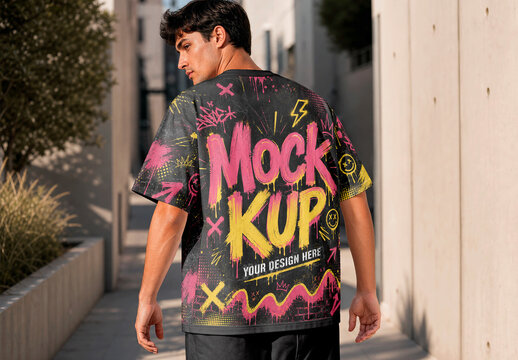 T Shirt Urban Walkway Mockup