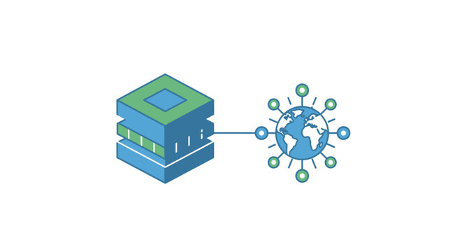 Data center server and network connection.