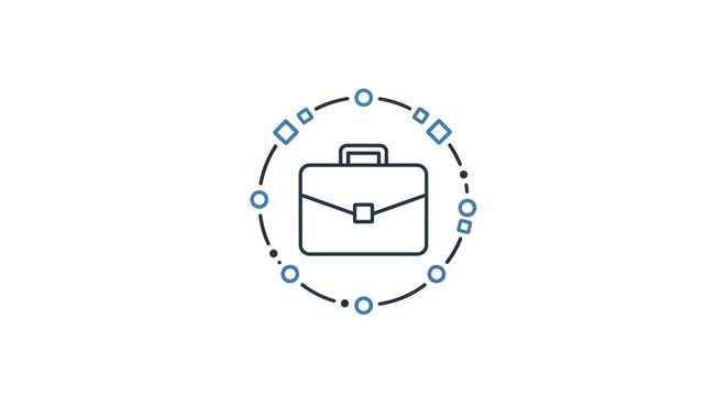 Simple line art briefcase icon.