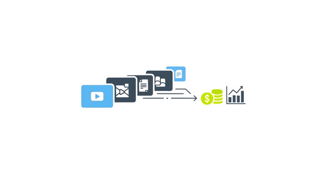 Flat icons of office documents.