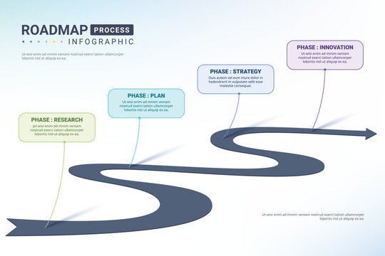 Vector infographic arrow template with 4 steps. Business growth concept. Can be used for web design, timeline, diagram, chart, graph, business presentation.