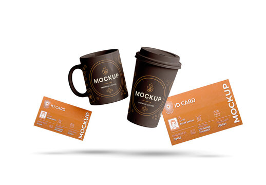 Floating Branding Identity Scene Mockup