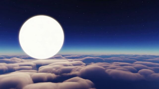 Vast expanse of clouds at night, with a large moon