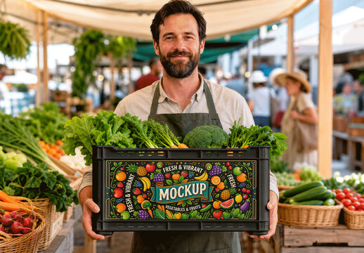 Produce Crate Market Stall Mockup