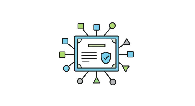 Digital security shield icon graphic.