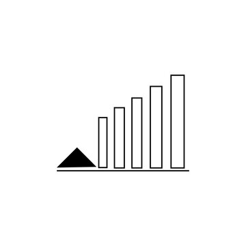 Bar graph with ascending columns black line art on white background