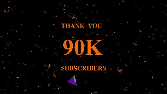Celebratory subscriber milestone confetti explosion background golden text thank you 90 thousand