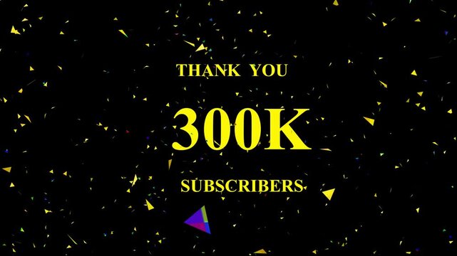 Celebratory confetti explosion frame showcasing milestone achievement of three hundred thousand