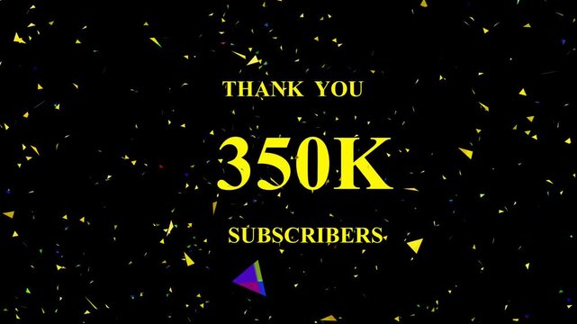 Celebratory confetti explosion frame showcasing milestone reach of three hundred fifty thousand
