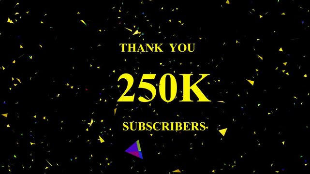 Celebratory confetti explosion milestone 250 thousand subscribers achievement animation sparkle