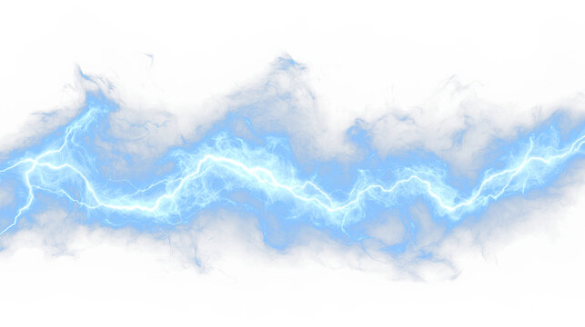 Electric blue abstract image of a lightning bolt against a muted grey/white background