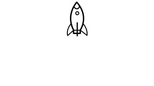 Minimalist rocket launch animation symbol space technology science education business presentations