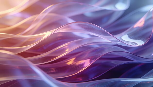Flowing translucent ribbons forming layered depth in abstract macro frame, with specular highlights