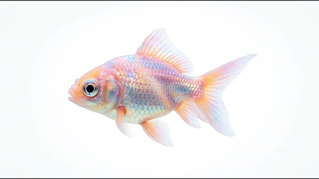 Colorful fancy goldfish swimming on white background.