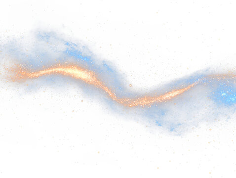 Abstract ethereal image of a swirling, glowing cosmic river, dark space background