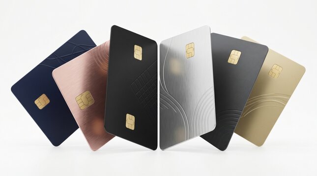 Premium Collection of Modern Blank Metal Credit Cards for Financial Services and Luxury Banking Solutions