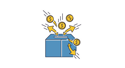 Blue safe with money coming out. © Feliwar