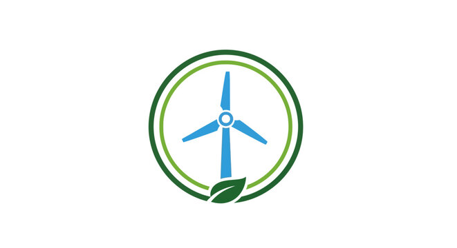 Wind Turbine Renewable Energy Logo Design.