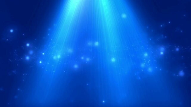 Blue Light Rays With Glowing Particles Background For Digital Presentation And Abstract Stage Lighting Design