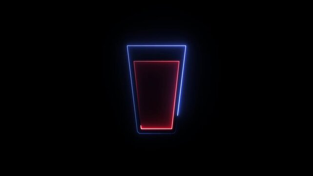 Vibrant Blue and Red LED Light Outline of a Drinking Glass Cup