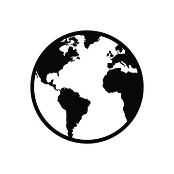 Black Silhouette Of The Earth Showing Continents Isolated On A White Background africa antarctica asia australia continent europe