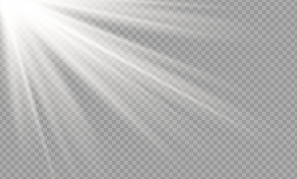 Transparent sunlight or starlight lens flare with glittering spark light effect for overlays, photography