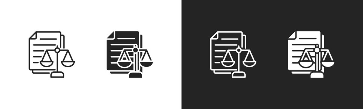 Legal Document Icon. Set of icons in Two-tone background. Black and white collection.