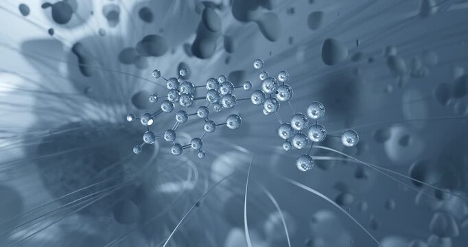 Pexidartinib rotating molecular structure, 3d ball-and-stick model, looped video antineoplastic agent
