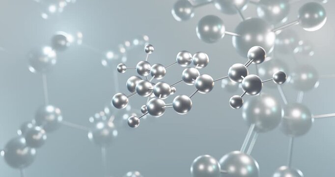 Mitozolomide rotating 3d molecule, molecular structure of antineoplastic agent seamless video
