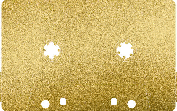 Large gold cassette tape texture with a transparent background