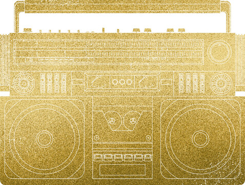 Large gold cassette player texture with a transparent background