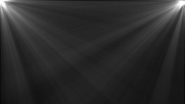 Sun rays light effects overlay animation with glowing flare beams on black background, light transition and cinematic visual effects, 4K motion graphic