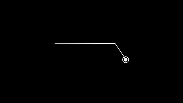 Minimalist HUD callout lower third animation with circular pointer on black background, 4K motion graphic