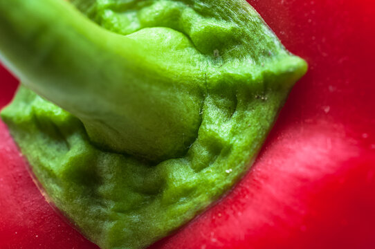 rote Paprika liegend auf dem K&uuml;chentisch