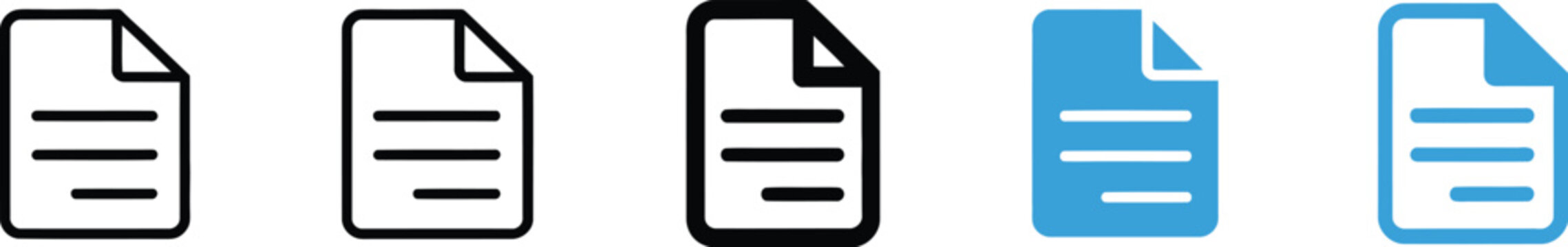 Document file icon featuring text page symbol for paper, report, form, article, and editable vector illustration for document management.