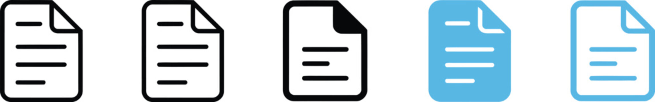 Document file icon featuring text page symbol for paper, report, form, article, and editable vector illustration for document management.