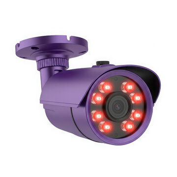 Security camera with infrared leds on purple base