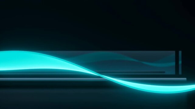 Abstract glowing turquoise light wave on a dark background for modern technology and futuristic design