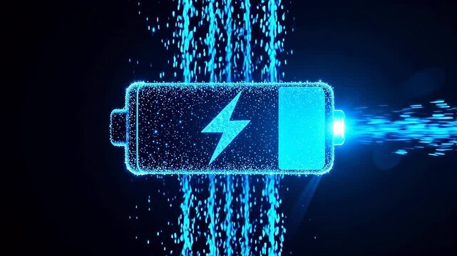 Blue glowing battery charging