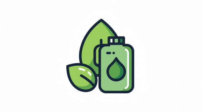 Eco-friendly Organic Natural Oil Product Illustration with Green Leaves for Sustainable Cosmetics and Bio-fuel Concepts