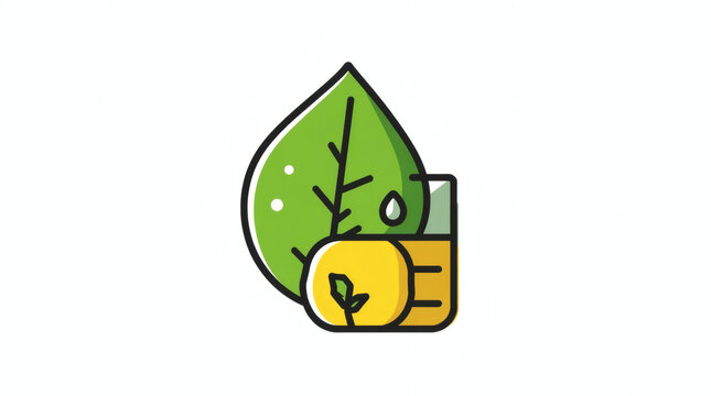 Illustrative icon depicting the extraction of natural essence from a green leaf, symbolizing sustainable organic ingredients and eco-friendly solutions for various industries