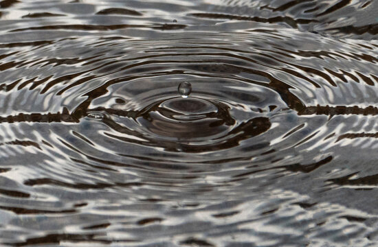 A Single Raindrop Splashing in a Pond 