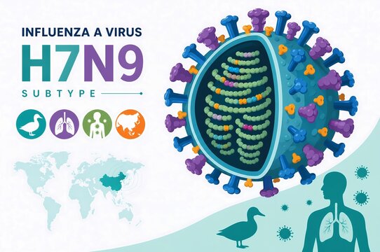 Influenza A Virus H7N9 Subtype Structure and Transmission Infographic