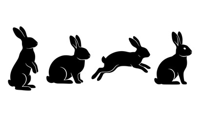Obraz premium Simple Rabbit Silhouette Vector Bundle