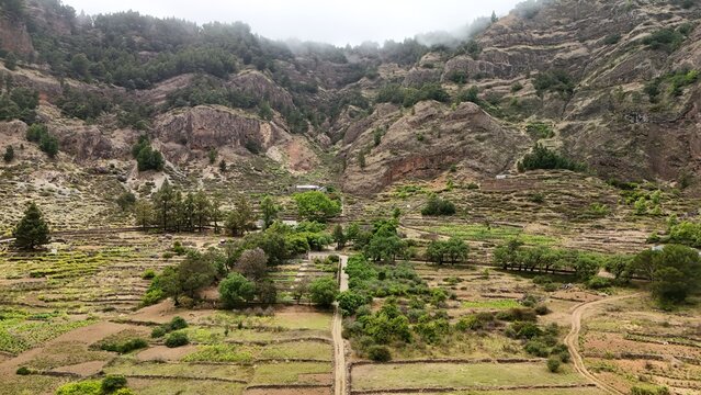 Aerial Shot Cova de Pa&uacute;l Santo Ant&atilde;o Cabo Verde