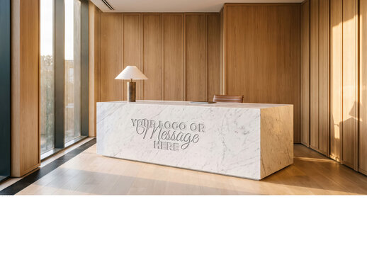 Logo Message Branding Mockup on Marble Desk
