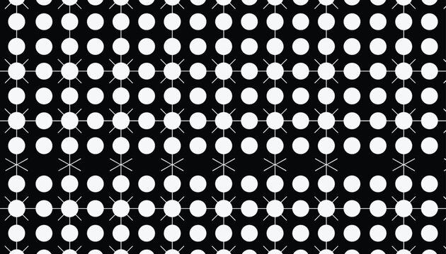 Black and white optical illusion pattern featuring grids of circles that create sparkling secondary shapes.