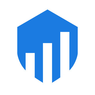 Modern Shield Bar Chart Logo with Financial Analytics Design for Investment Security Business and Corporate Branding
