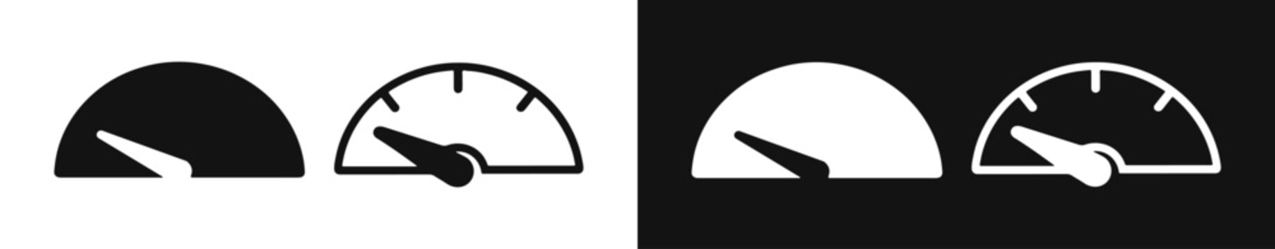 Speedometer gauge icon set, glyph and outline style